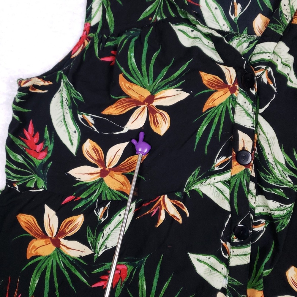 Purple Rain Sleeveless Button Dress 3X Black Tropical Core Resort Wear Boho Chic - Picture 8 of 11